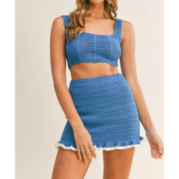 MABLE Embroidered Crop Cami and Balloon Mini Skirt Set main image 0